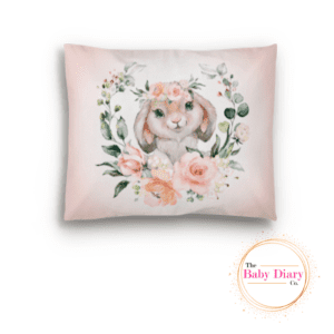 Ready Made Baby Pillowcase- Apricot Floral Bunny